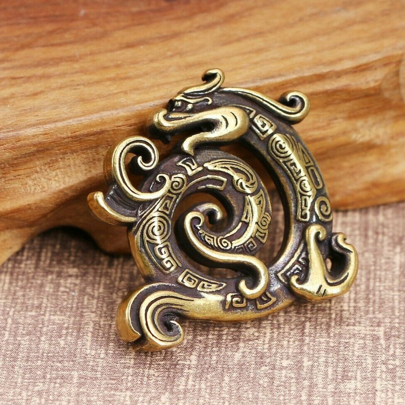 1.42 Inch Brass Dragon Figurine Small Decorative Statue Animal Collectible Gift