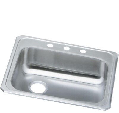 Elkay GECR2521L3 Celebrity Stainless Steel 3-Hole 1-Bowl Drop-In Left Drain Sink