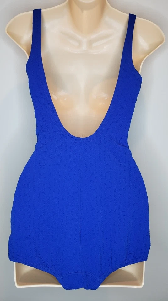 Traje de baño Lee SwimPlay de colección años 50 talla 16/38 azul texturizado pin up modesto Foto 3 de 4