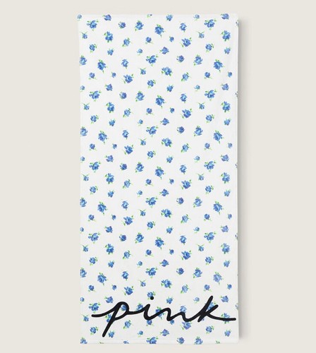Victorias Secret Love Pink Blue floral flowers 58x28 Beach Towel Pool Summer