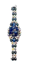 Over the Top  Glass Iridescent Cabochon, Crystal, AB Rhinestone Cluster Bracelet
