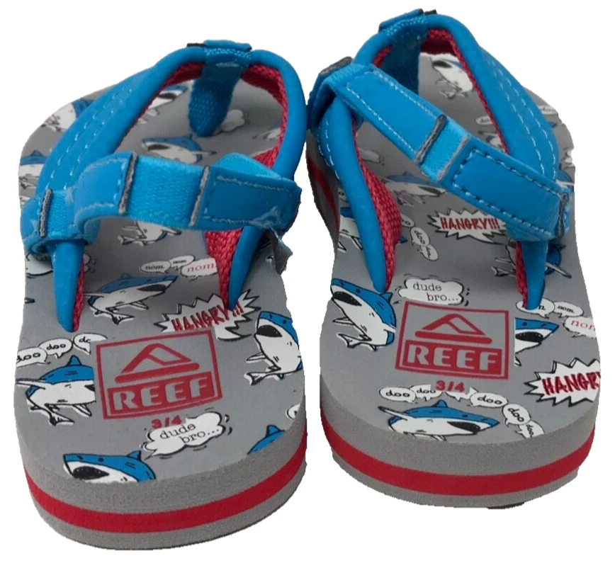 Reef Toddlers Boy's Little Ahi Slip On Flip Flops Blue/Red Size:9/10 121O - Image 3 of 4
