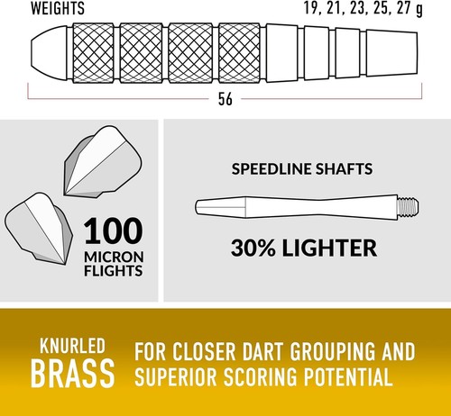 Darts, Steel Tip Darts Set Includes Speedline Shafts, Marathon Gold Dart Flights - Picture 4 of 7