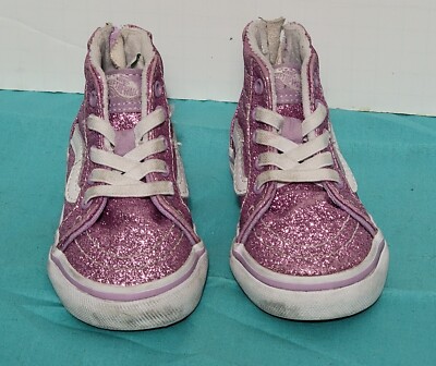 Vans Toddler Kids Size Sk8-hi Zip Pink Rose Glitter Shoes