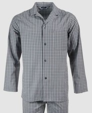  47 Club Room Men's Gray Triple Window Check Cotton Pajama Top Shirt Size M