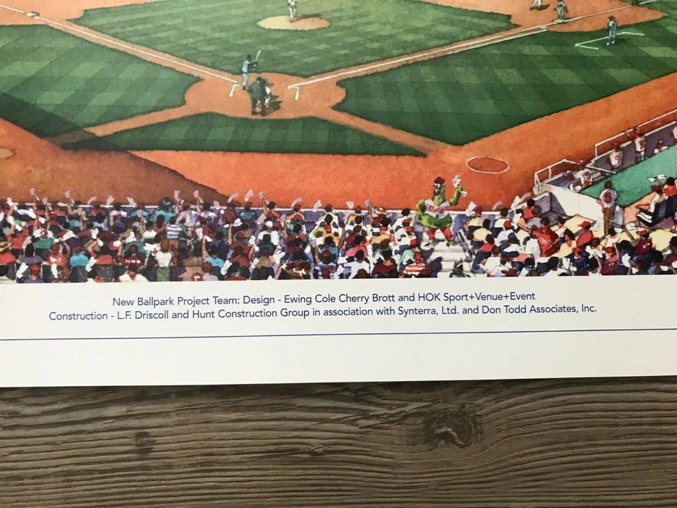 PHILLIES CITIZEN BANK PARK 2004 PROYECTO LITOGRAFÍA IMPRESIÓN AZUL CON CERTIFICADO DE AUTENTICIDAD Foto 3 de 4