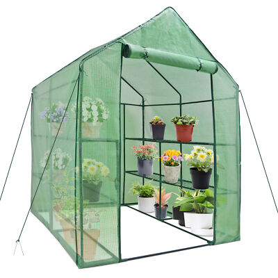 8 Shelves Walk-in Greenhouse Garden House Plants Flowers Wind Rain Insulation