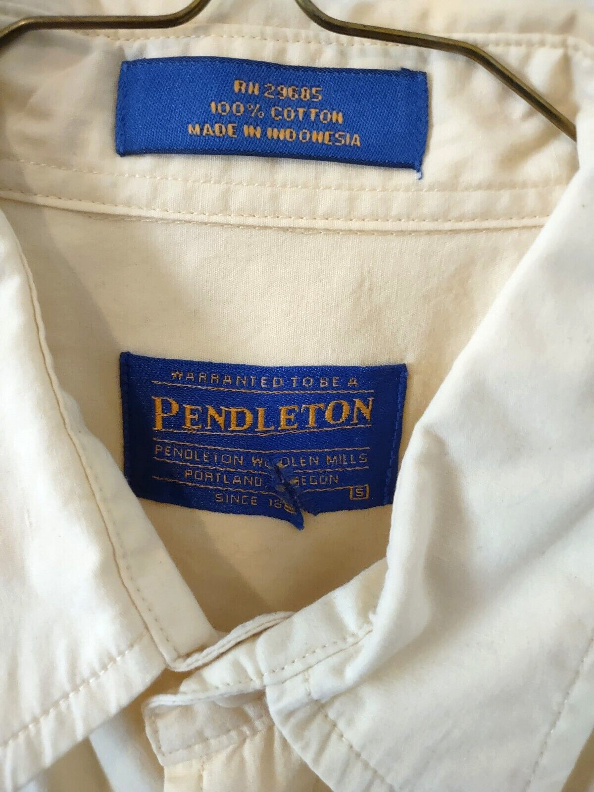 Pendleton Small Solid Color Light Yellow Short Sl… - image 2