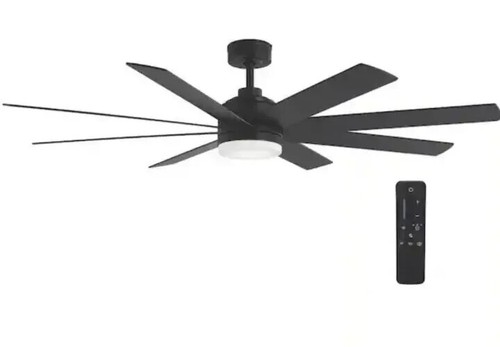 Home Decorators Celene II 62 in. Indoor/Outdoor Matte Black Ceiling Fan w/Remote