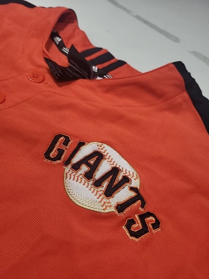 Camiseta San Francisco Giants Adidas Buster Posey laranja tamanho juvenil grande - Imagem 3 de 4