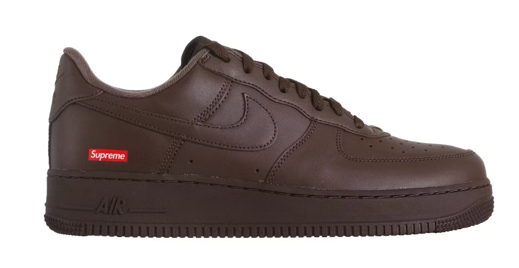 Baskets marron baroque Nike Air Force 1 Low Supreme, CU9225 200  