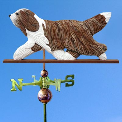 Bart Collie Handgeschnitzt Handbemalt Linde Wetterfahne Brown