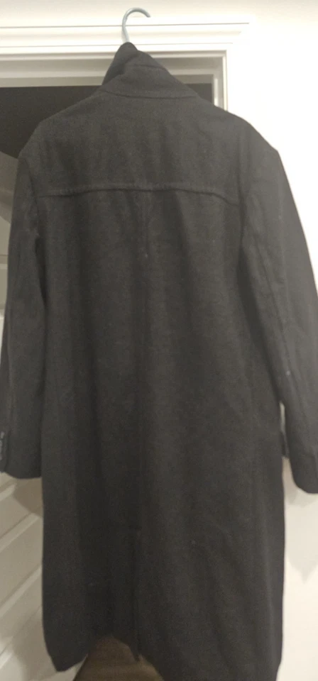 MERONA WOOL POLY BLEND Trench Coat DOUBLE BREASTED JACKET BUTTON Down Med Reg - Image 2 of 4