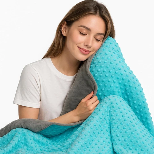 10 Lbs 48&apos;&apos; x 72&apos;&apos;, Weighted Blanket With Turquoise Cover 