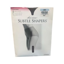 Vintage JCPenney Super Shaper Control Top Pantyhose Long Smoke Grey Sheer Toe