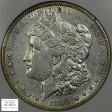 1884 S Morgan Dollar Old Soap Box ANACS AU 55 Det. (Beautiful Lustrous CH AU++)