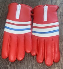 Vintage Sears Women  s Size Large Vinyl Winter Gloves Red Blue White 7-81/2