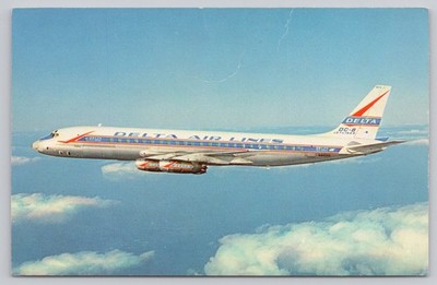 Delta Air Lines DC-8 Jetliner Vintage Postcard N802E Aviation Airline
