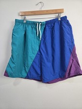 Vintage 90s Y2K Lands End Men's Color Block Swim Trunks - XL