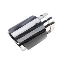 2.5" Inlet Clamp-on Carbon Fiber Exhaust Tip 4" Outlet 7" Long SS Tailpipe tip