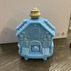 Avon Blue Bird House Perfume Bottle Blue Milk Glass 70s Vintage  *empty*