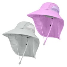 Kids Sun Hat UPF50 Summer Beach Play Sun Protection One Size Purple light Grey