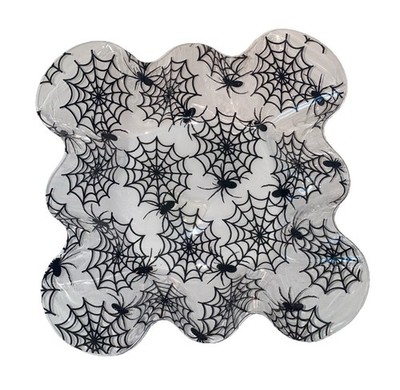 Halloween Decorative Wavy Clear Candy Bowl With Spiderwebs (SHIPS IN 24 HOURS)
