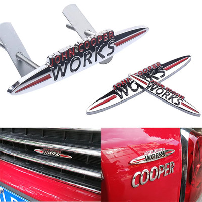 John Cooper Works Kühlergrill vorne & hinten silber Emblem Mini Cooper JCW Car Badge Lrg