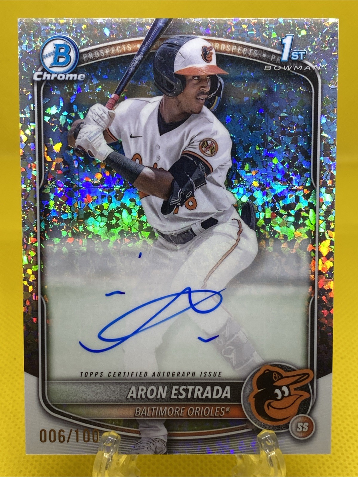 2025 Bowman #CPA-AES Aron Estrada Chrome Prospects Auto Mini Diamond #006/100