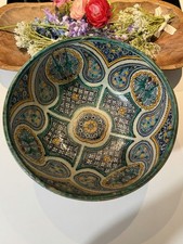 Vintage Fez Moroccan Safi Pottery Bowl 12 Han...