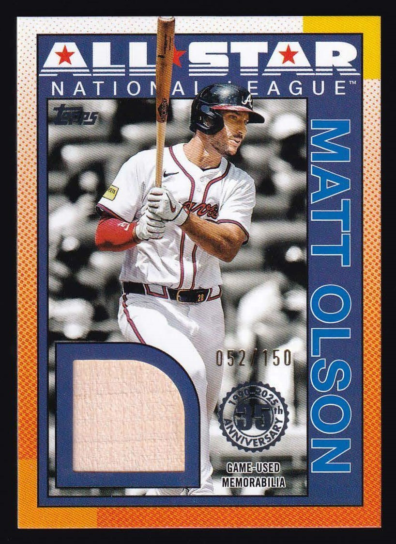 Matt Olson 1990 All-Star Game Used Bat Blue SP #052/150 Braves Topps Series 2