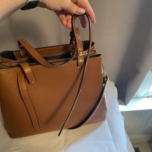 Vera Pelle Italian Leather Medium Crossbody Bag Top Handle Purse Brown Italy - Bild 6 von 14