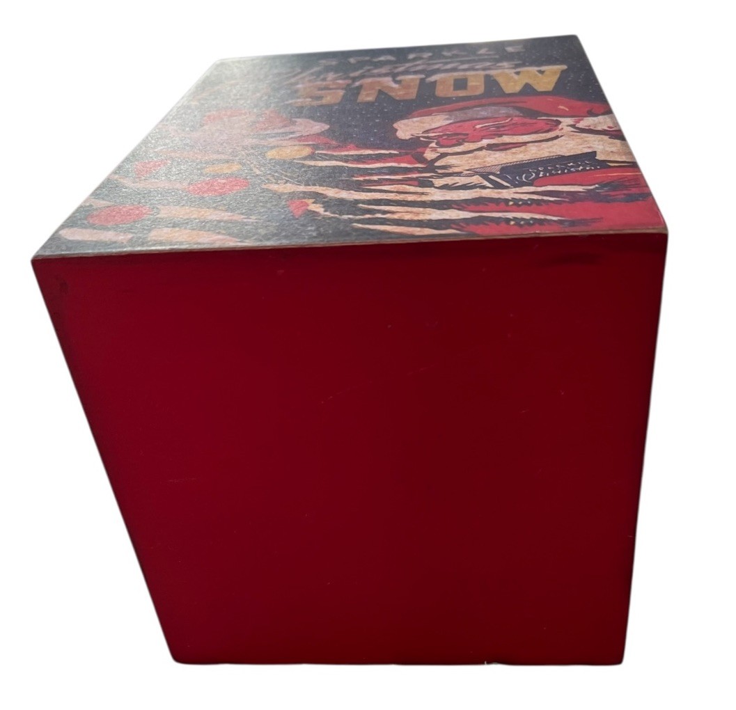 NEW RETRO WOODEN 8” GIFT BOX EMPTY  CHRISTMAS SNOW BY DOUBL-GLO FAST SHIP