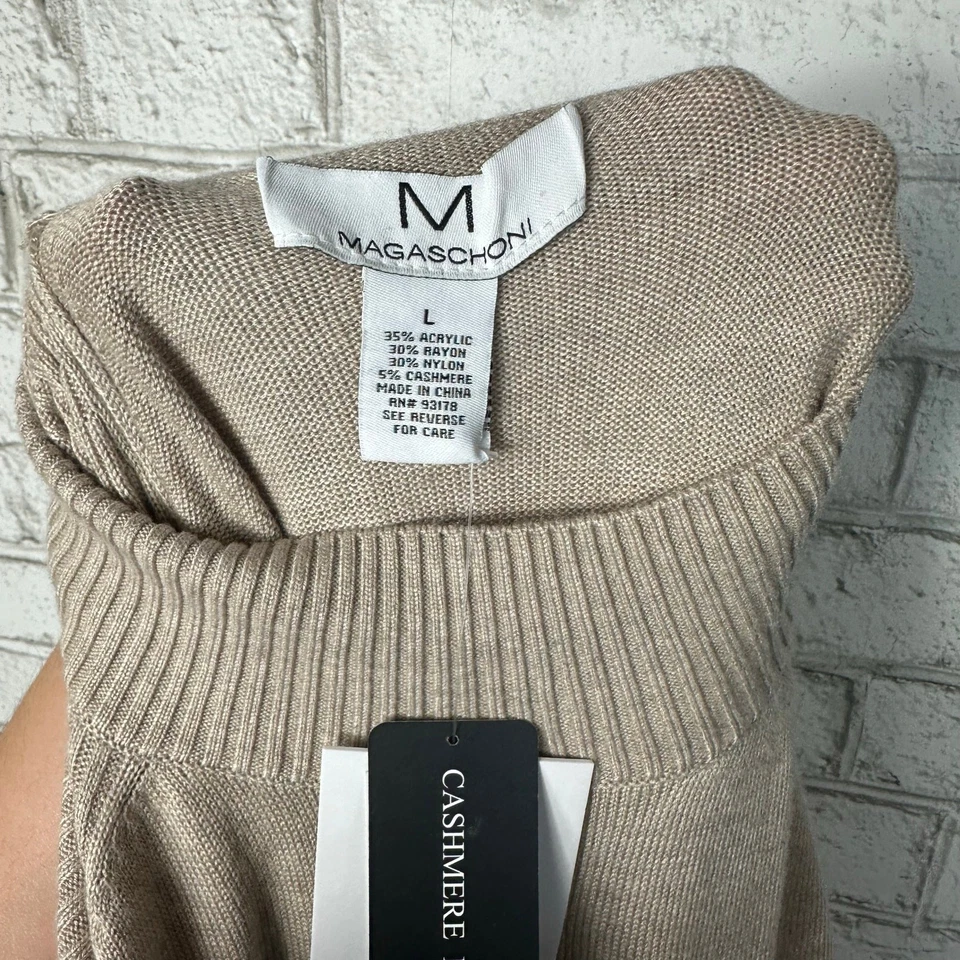 Vestido Magaschoni Suéter Tejido Cachemir Ajuste y Acampanado Tostado Marrón Toscano NUEVO CON ETIQUETAS L Foto 4 de 4