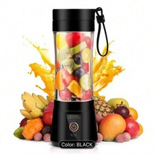 Portable Blender USB Rechargeable Juicer Cup Smoothie Maker Travel Bottle Black