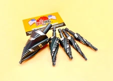 5 Pc AlTiN Cobalt M42 Quad Flute Step Drill Bit Set Drill Hog Lifetime Warranty