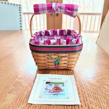Longaberger STRAWBERRY All American w/Liner, Protector, Handle Gripper & Tie-On