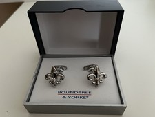 Fleur de Lis Silver Tone Cufflinks New In Original Box With Tags