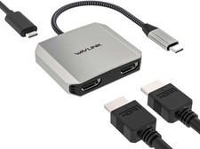 Wavlink USB-C to Dual HDMI Adapter 4K 60Hz 3-in-1 Hub 95W PD Dell HP MacBook MST