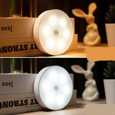 Wireless Motion Sensor LED Puck Light USB Rechargeable Cabinet Lamp