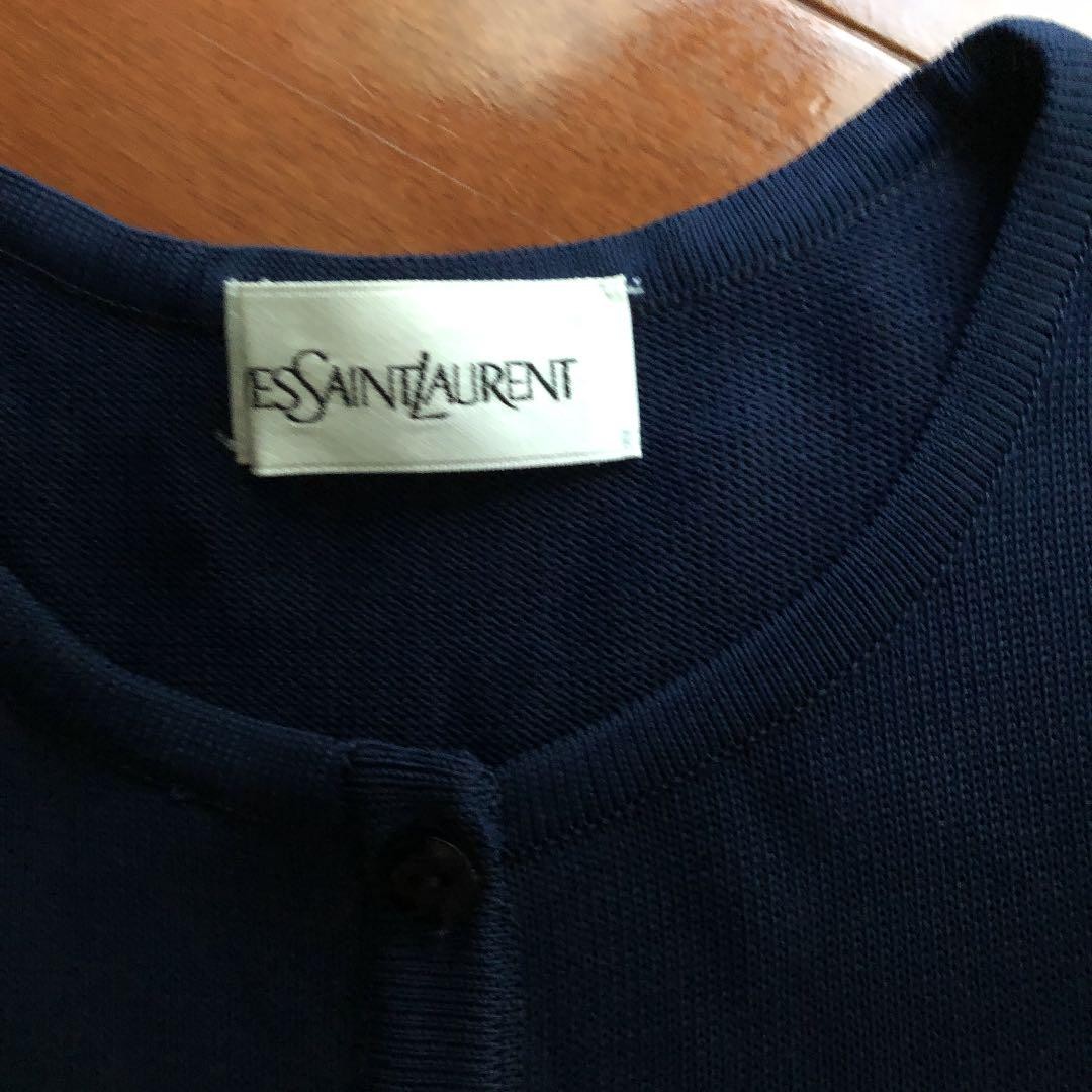 Autentico cardigan Yves Saint Laurent manica lunga giallo navy beige M donna