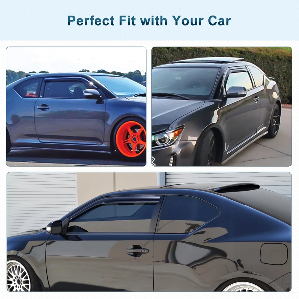 Para Scion TC 2011-2015 cupé 2 puertas 3D ondulado ventana viseras ventilación sombra protectores de lluvia Foto 2 de 4