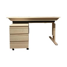 Team 7 Schreibtisch kids Erle Weißöl Mit Kabelklappe Und Rollcontainer