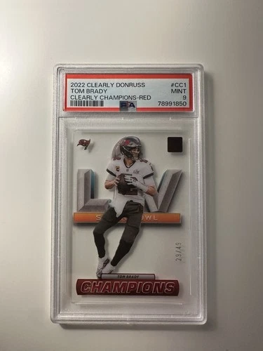 2022 Panini Clearly Donruss Tom Brady Champions Red /49 #CC-1 PSA 9