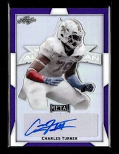 2019 Leaf Metal All-American Bowl Metal Auto Purple #BA-CT1 Charles Turner #/15