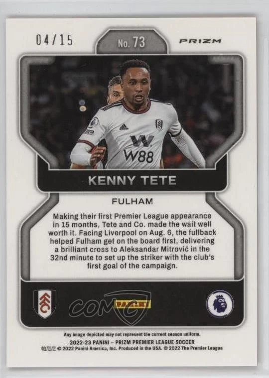 2022-23 Panini Prizm Premier League Orange Prizm /15 Kenny Tete #73 - Image 2 of 2