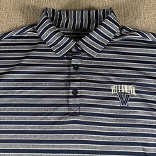Villanova Wildcats Polo Shirt Mens XL Blue NCAA Golf Columbia Omni-Wick Striped