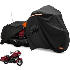 Motorcycle Cover Heavy Duty Waterproof with Side Box, Fits Harley Davidson