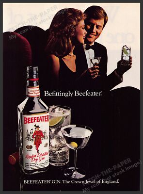 Beefeater 1980s Magazine Print Advertisement 1984 ''Befittingly Beefeater''