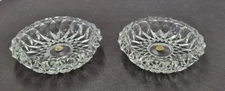 Vintage Set Of 2 Clear Crystal Round Ashtray made in Romania 5.5" diameter